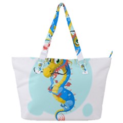 Dragon Chinese Blue Mustache China Full Print Shoulder Bag by Wegoenart