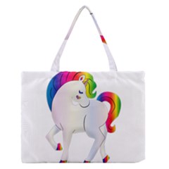 Rainbow Unicorn Unicorn Heart Zipper Medium Tote Bag by Wegoenart