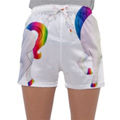 Rainbow Unicorn Unicorn Heart Sleepwear Shorts by Wegoenart