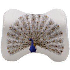 Peacock Colorful Bird Feather Blue Head Support Cushion by Wegoenart