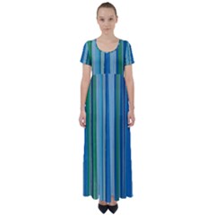 Painted Stripe High Waist Short Sleeve Maxi Dress
