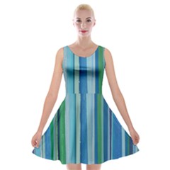 Painted Stripe Velvet Skater Dress by dressshop