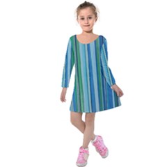 Painted Stripe Kids  Long Sleeve Velvet Dress