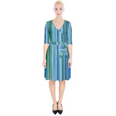 Painted Stripe Wrap Up Cocktail Dress