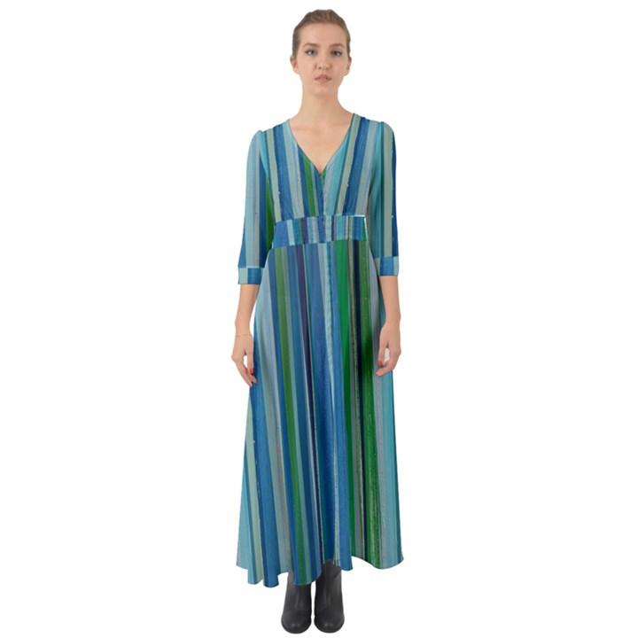 Painted Stripe Button Up Boho Maxi Dress