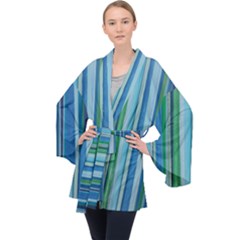 Painted Stripe Velvet Kimono Robe