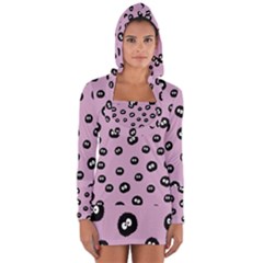 Totoro - Soot Sprites Pattern Long Sleeve Hooded T-shirt by Valentinaart