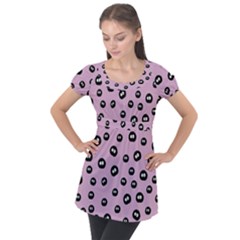 Totoro - Soot Sprites Pattern Puff Sleeve Tunic Top by Valentinaart