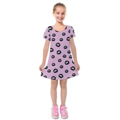 Totoro - Soot Sprites Pattern Kids  Short Sleeve Velvet Dress by Valentinaart