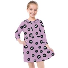 Totoro - Soot Sprites Pattern Kids  Quarter Sleeve Shirt Dress by Valentinaart