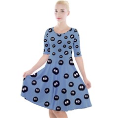 Totoro - Soot Sprites Pattern Quarter Sleeve A-line Dress by Valentinaart