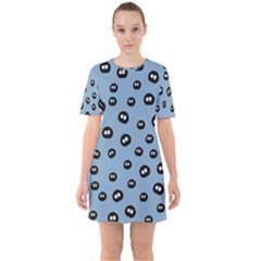Totoro - Soot Sprites Pattern Sixties Short Sleeve Mini Dress by Valentinaart
