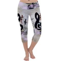 Dancing On A Clef Capri Yoga Leggings by FantasyWorld7