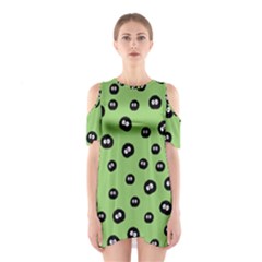 Totoro - Soot Sprites Pattern Shoulder Cutout One Piece Dress by Valentinaart