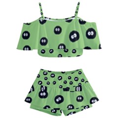 Totoro - Soot Sprites Pattern Kids  Off Shoulder Skirt Bikini by Valentinaart