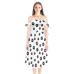 Totoro - Soot Sprites Pattern Shoulder Tie Bardot Midi Dress by Valentinaart