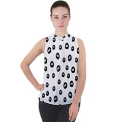 Totoro - Soot Sprites Pattern Mock Neck Chiffon Sleeveless Top by Valentinaart