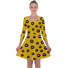 Totoro - Soot Sprites Pattern Quarter Sleeve Skater Dress by Valentinaart
