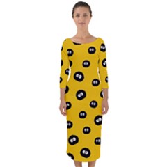 Totoro - Soot Sprites Pattern Quarter Sleeve Midi Bodycon Dress by Valentinaart