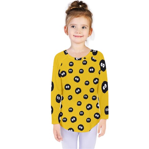 Totoro - Soot Sprites Pattern Kids  Long Sleeve Tee by Valentinaart