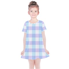 Gingham Duo Aqua On Lavender Kids  Simple Cotton Dress by retrotoomoderndesigns