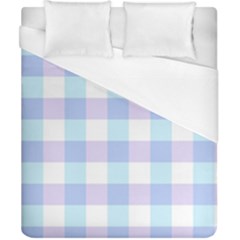 Gingham Duo Aqua On Lavender Duvet Cover (california King Size) by retrotoomoderndesigns