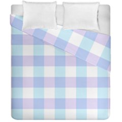 Gingham Duo Aqua On Lavender Duvet Cover Double Side (california King Size)