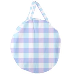 Gingham Duo Aqua On Lavender Giant Round Zipper Tote by retrotoomoderndesigns