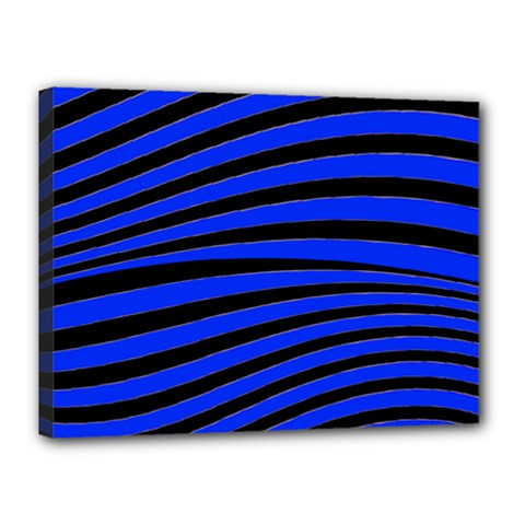 Black And Blue Linear Abstract Print Canvas 16  X 12  (stretched) by dflcprintsclothing