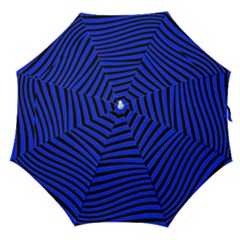 Black And Blue Linear Abstract Print Straight Umbrellas by dflcprintsclothing