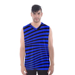 Black And Blue Linear Abstract Print Men s Basketball Tank Top by dflcprintsclothing