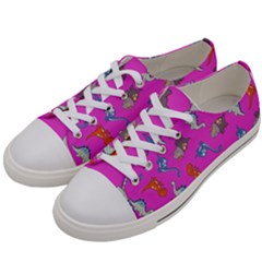 Dinosaurs - Fuchsia Women s Low Top Canvas Sneakers by WensdaiAmbrose