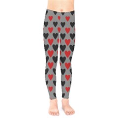 Red & Black Hearts - Grey Kids  Legging by WensdaiAmbrose