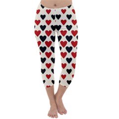 Red & Black Hearts - Eggshell Capri Winter Leggings  by WensdaiAmbrose