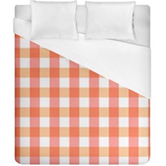 Gingham Duo Red On Orange Duvet Cover (california King Size) by retrotoomoderndesigns