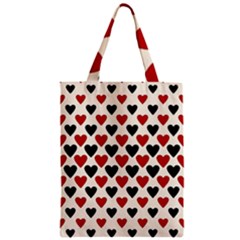 Red & Black Hearts - Eggshell Zipper Classic Tote Bag by WensdaiAmbrose