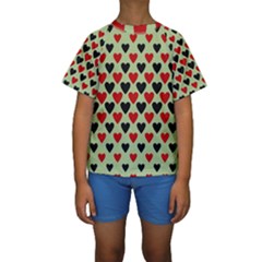 Red & Black Hearts - Olive Kids  Short Sleeve Swimwear by WensdaiAmbrose