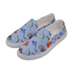 Dinosaurs - Baby Blue Women s Canvas Slip Ons by WensdaiAmbrose