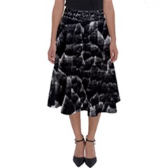 Black And White Grunge Cracked Abstract Print Perfect Length Midi Skirt by dflcprintsclothing