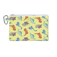 Dinosaurs - Yellow Finch Canvas Cosmetic Bag (medium) by WensdaiAmbrose