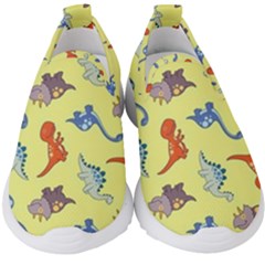 Dinosaurs - Yellow Finch Kids  Slip On Sneakers by WensdaiAmbrose