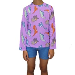 Dinosaurs - Violet Kids  Long Sleeve Swimwear by WensdaiAmbrose