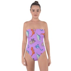 Dinosaurs - Violet Tie Back One Piece Swimsuit by WensdaiAmbrose