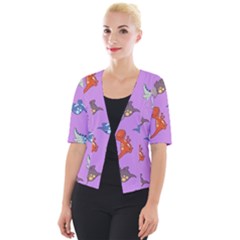 Dinosaurs - Violet Cropped Button Cardigan by WensdaiAmbrose