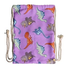 Dinosaurs - Violet Drawstring Bag (large) by WensdaiAmbrose