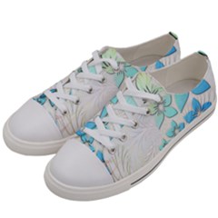 Flowers Background Leaf Leaves Blue Women s Low Top Canvas Sneakers