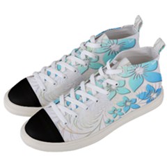 Flowers Background Leaf Leaves Blue Men s Mid-top Canvas Sneakers