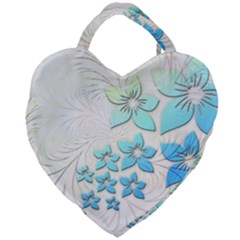 Flowers Background Leaf Leaves Blue Giant Heart Shaped Tote by Mariart