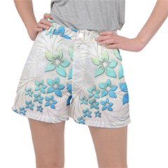 Flowers Background Leaf Leaves Blue Stretch Ripstop Shorts