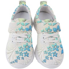 Flowers Background Leaf Leaves Blue Kids  Velcro Strap Shoes by Mariart